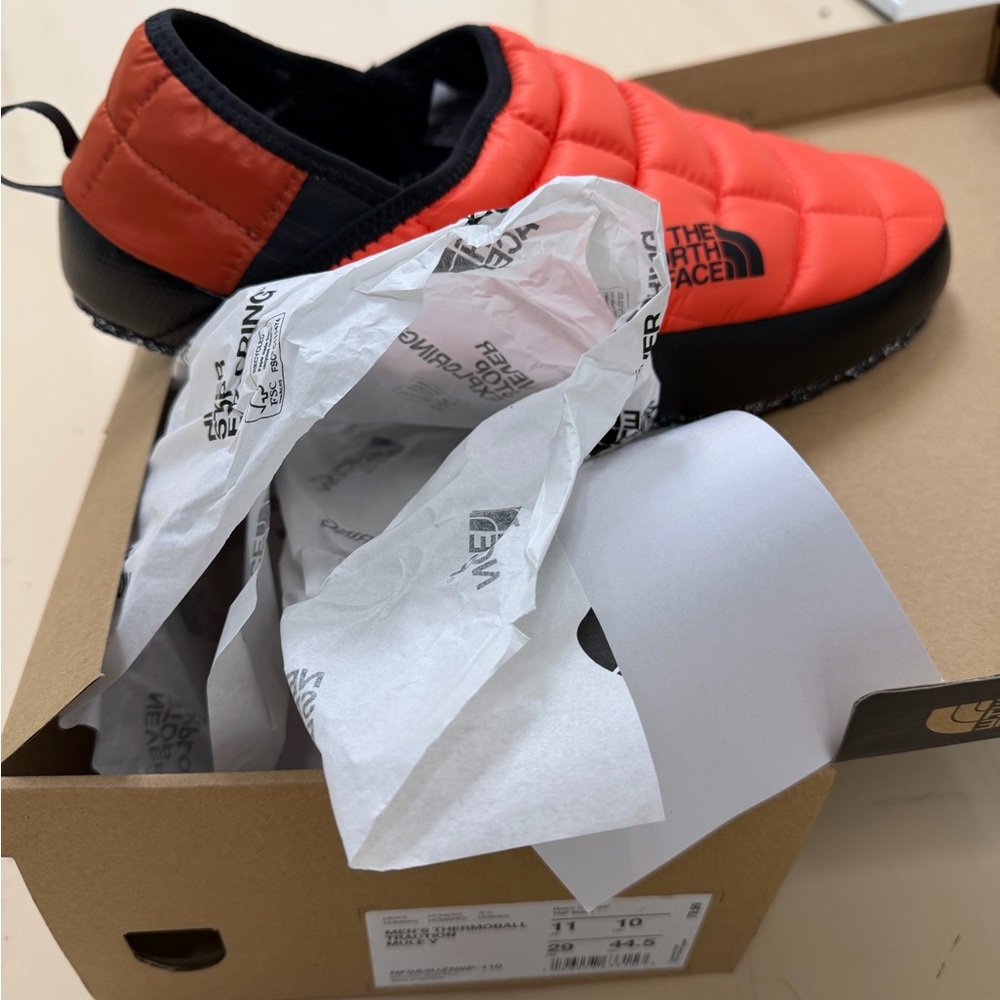 The North Face Red and Black Thermoball Traction Mule Slippers